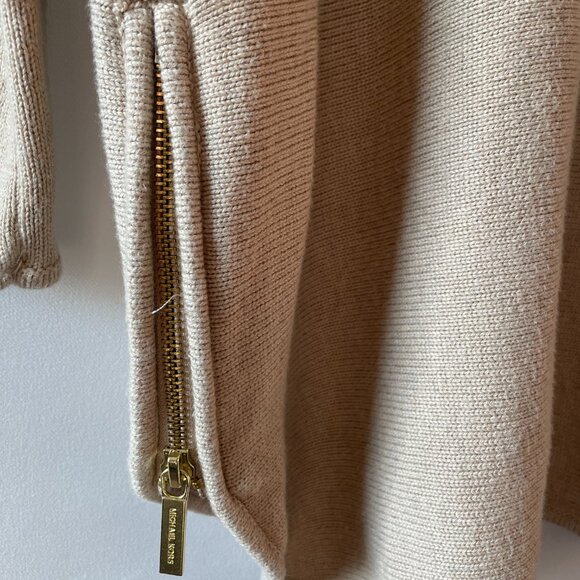 Michael Kors Womens Tan Hi Low Hem Side Zipped Detail Sweater Size L - Picture 3 of 9